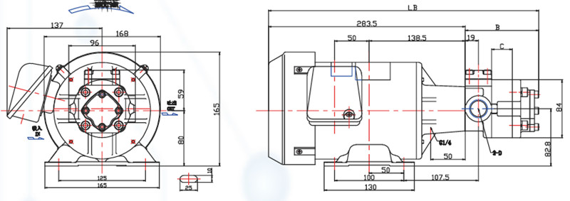 液壓泵專用電機(jī)外形尺寸圖