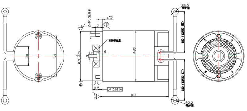 電動液壓車電機外形尺寸圖