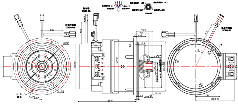 升降工作平臺電機(jī)外形尺寸圖