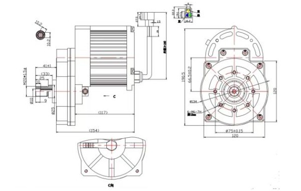 洗地機(jī)無刷電機(jī)外形尺寸圖